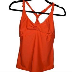 Prana Women's Orange Strappy Back Padded Workout Tank 🧡